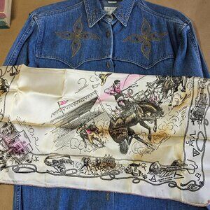Ladies denim western long sleeve shirt size 8 & 24" square rodeo scarf